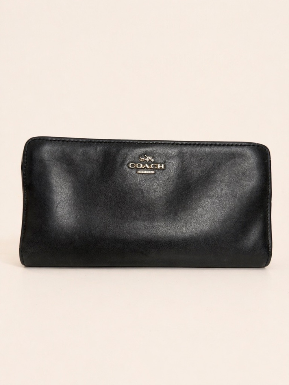 Coach Black Leather Zip Around Wallet – Classic Organizer – EUC